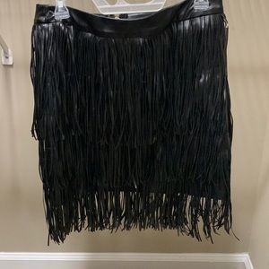 Black layered leather skirt